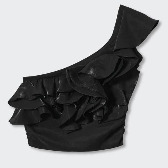 Mango Ruffled one shoulder top - Picture 2 of 7
